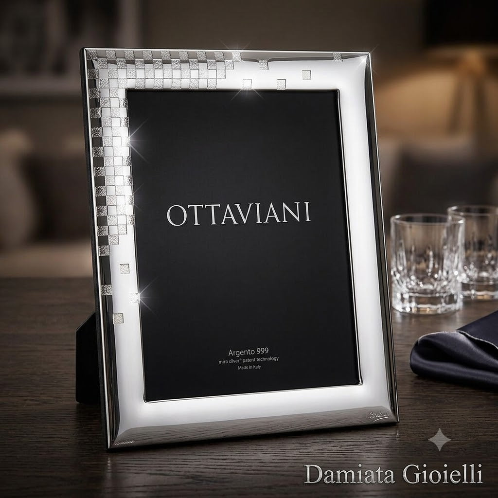 Cornice portafoto Ottaviani in argento retro legno, misure 18x24 ref. 1007