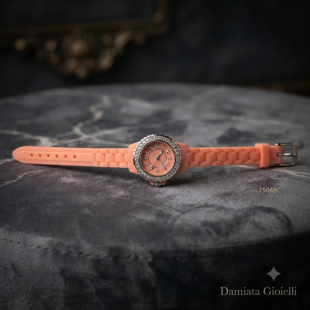 Orologio solo tempo donna Ottaviani in acciaio, silicone e zirconi 15048C
