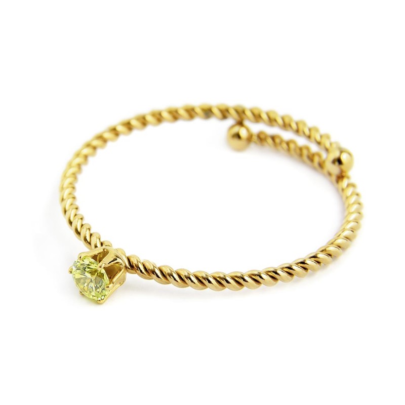 Anello donna Marlù Time to in acciaio dorato e cristallo verde 18AN116GV-S