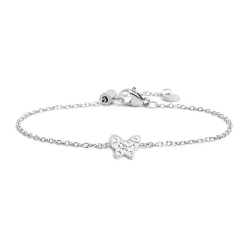 Bracciale farfalla bimba Marlù in acciaio con cristalli bianchi 18BR051