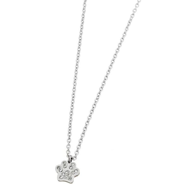 Collana zampina bimba Marlù in acciaio e cristalli bianchi 18CN047