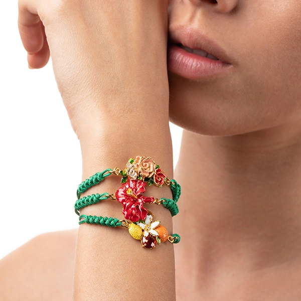 Bracciale donna Isola Bella Rosa in argento e cordoncino 20001019