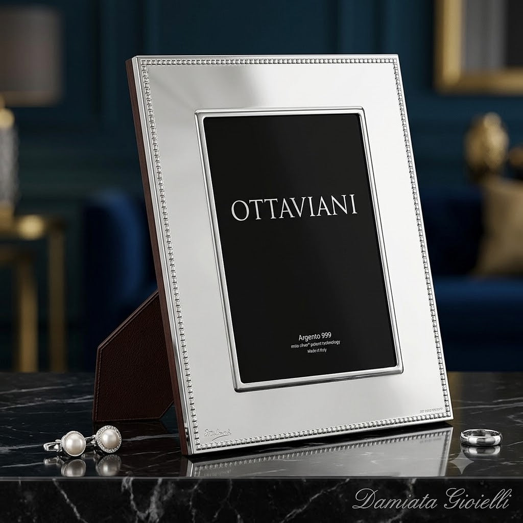Cornice portafoto Ottaviani in argento retro legno, misure 13x18 ref. 2001A