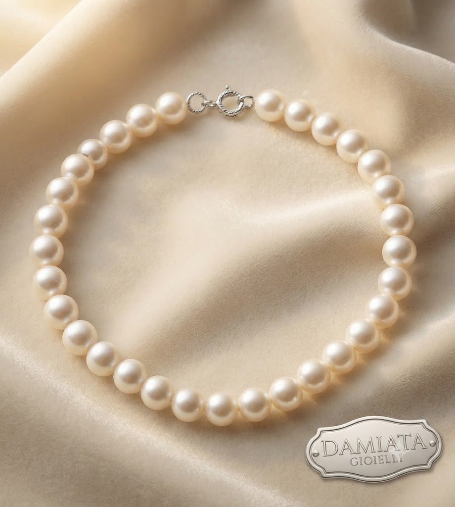 Bracciale donna Lucciole Gioielli filo di perle d'acqua dolce in oro bianco ref. 205B/0
