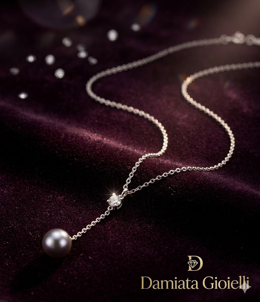 Collana Ambrosia donna in oro bianco, zircone e perla 2180/102