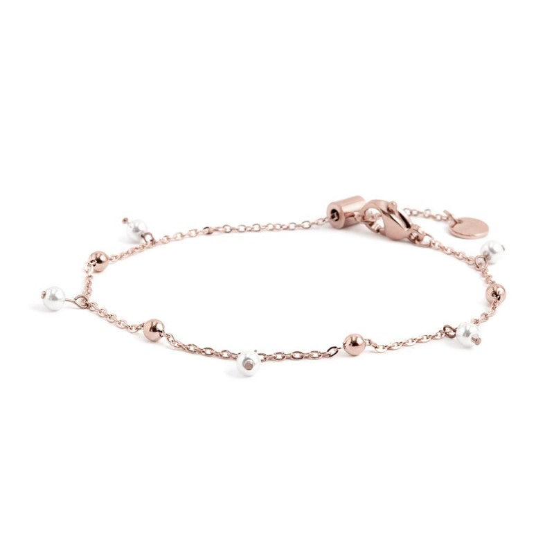 Bracciale donna Marlù in acciaio rosè con perle 2BR0071R-W