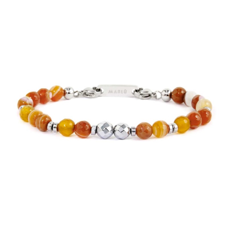 Bracciale unisex Marlù in acciaio e agata multicolore 2BR0098-H