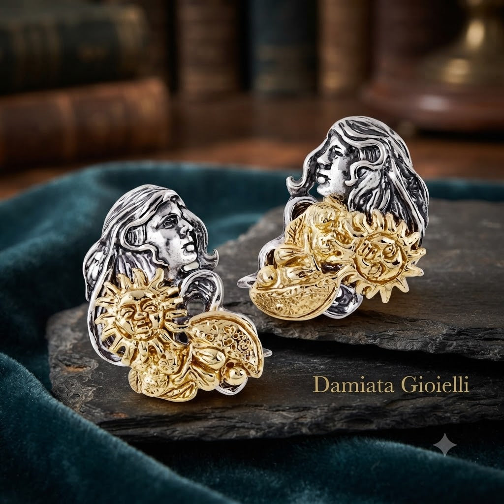 Orecchini donna Gerardo Sacco Mese Agosto in argento bicolore ref. 31188