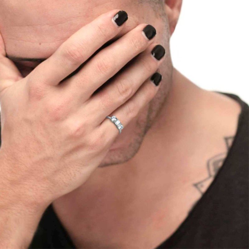 Anello trilogu donna Marlù in acciaio e zirconi 31AN0011W-16