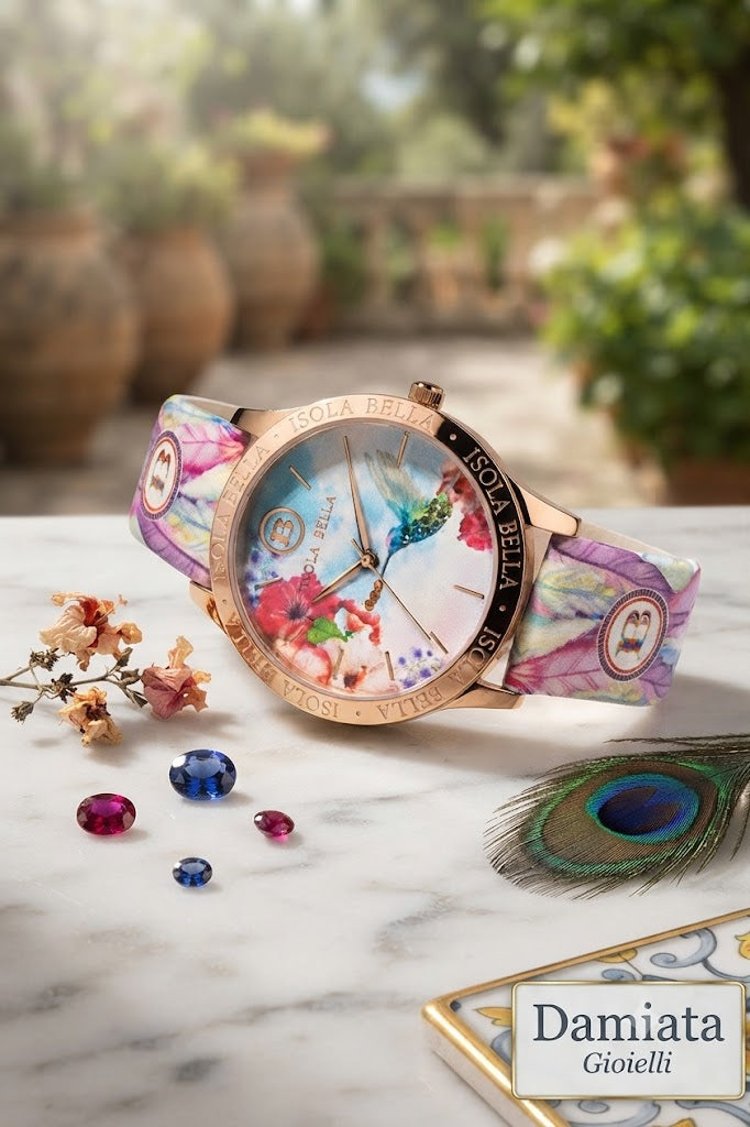 Orologio donna Isola Bella Colibrì in acciaio e pelle 40000079