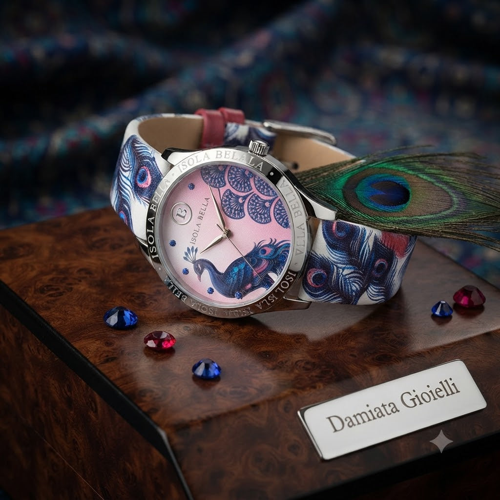 Orologio solo tempo donna Isola Bella Pavone in acciaio, pelle e zirconi 40000133