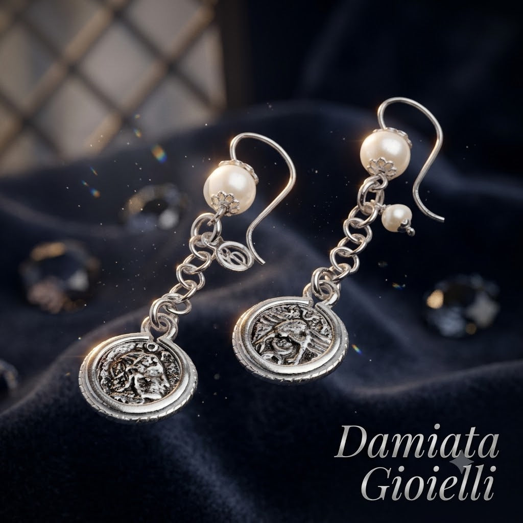 Orecchini pendenti donna Gerardo Sacco in argento e perle 40019B