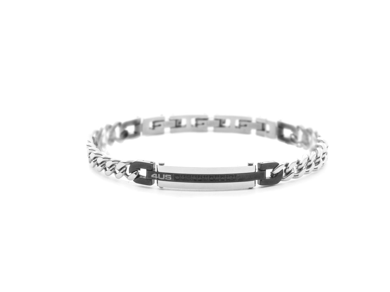 Bracciale uomo 4US Cesare Paciotti in acciaio bicolore con zirconi neri 4UBR8472
