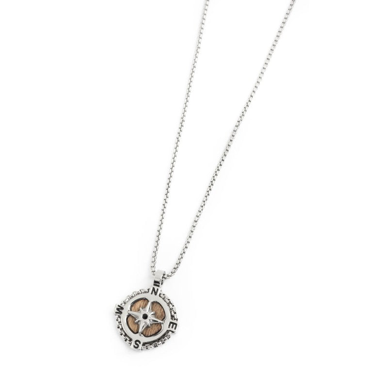 Collana rosa dei venti uomo Marlù Icons in acciaio e legno 4CN1625M
