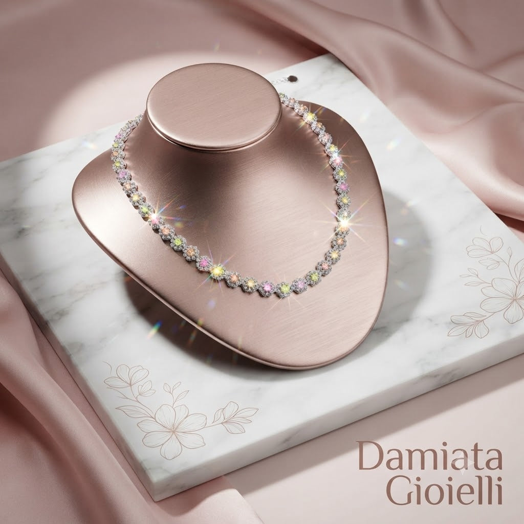 Collana donna Ottaviani in lega metallica e cubic zirconia multicolore 501116C