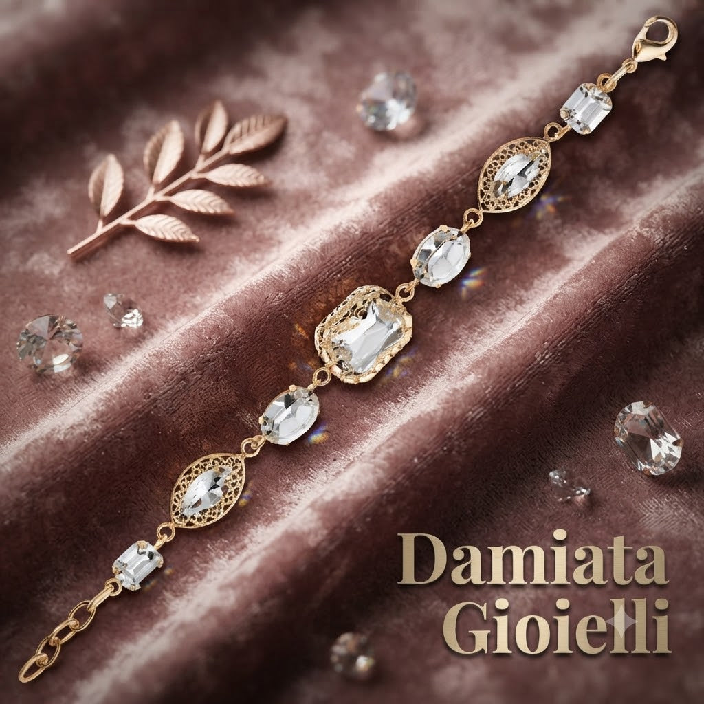 Bracciale donna Ottaviani in lega metallica dorata e cubic zirconia bianchi 501183B
