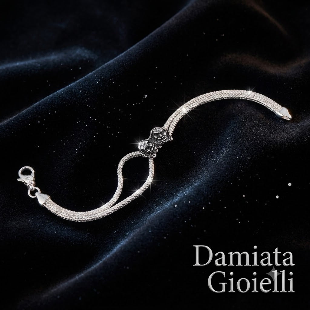 Bracciale donna doppio filo Gerardo Sacco in argento con maschere 50225