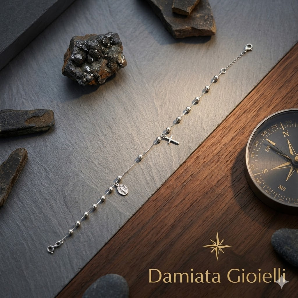 Bracciale rosario unisex Damiata Gioielli in oro bianco 547/5/102/4
