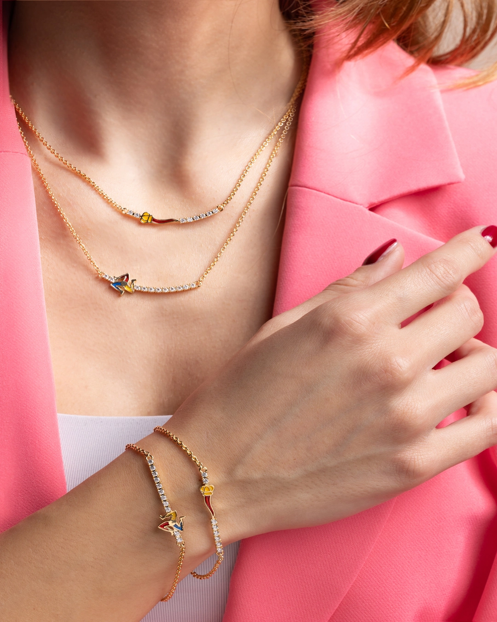 Collana donna Isola Bella Corno Portafortuna in bronzo e zirconi 60000002