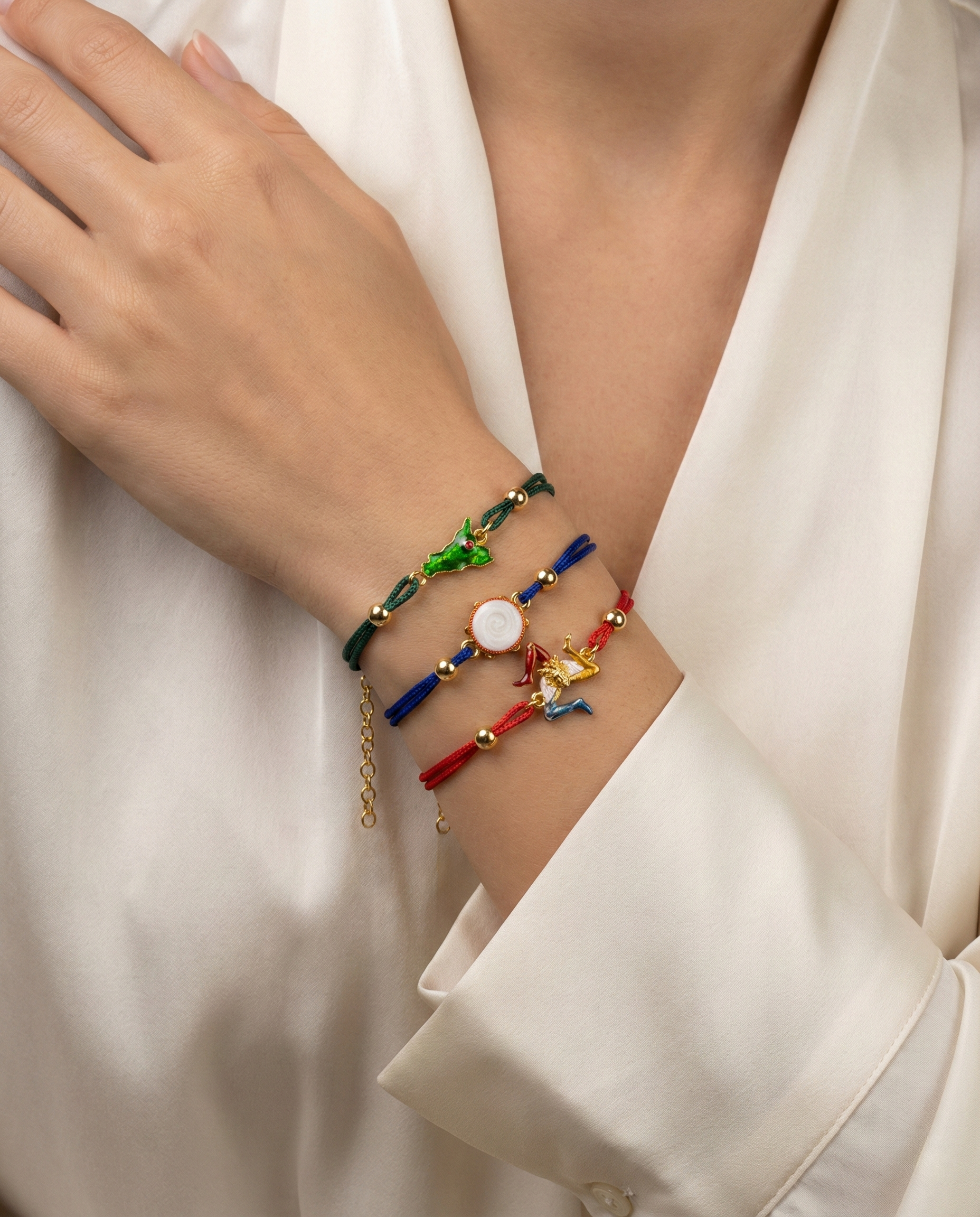 Bracciale donna Isola Bella Trinacria in lega smaltata e cordino 60000035