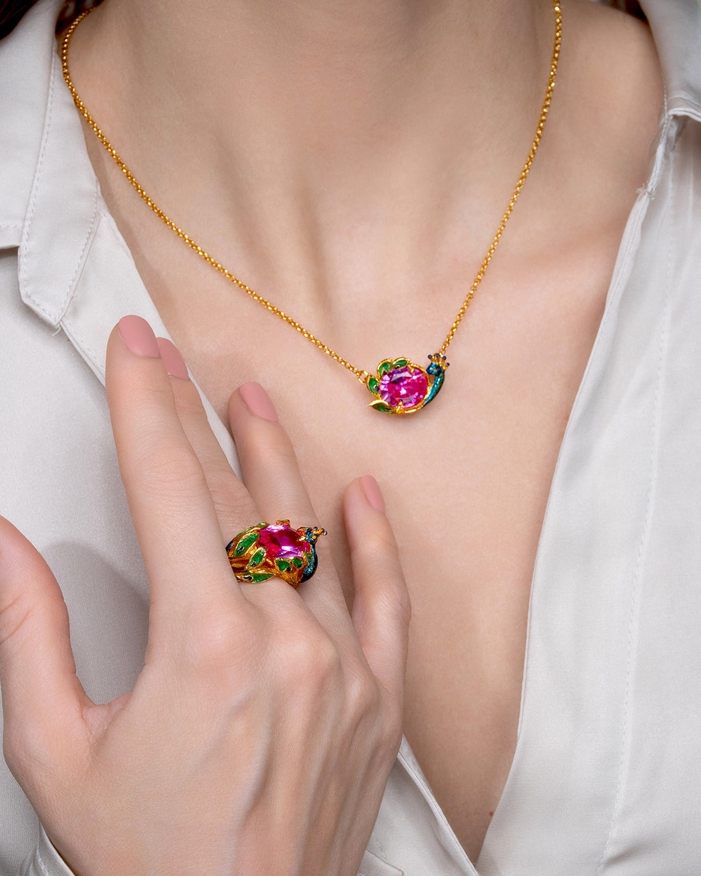 Collana donna Isola Bella Pavone in lega placcata oro e cristallo 60000169