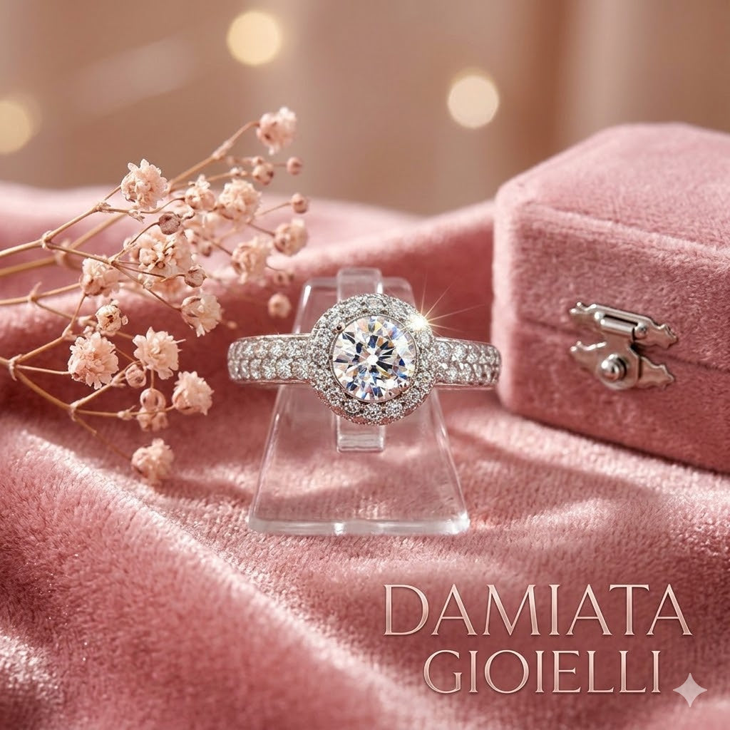 Anello donna Damiata Gioielli in oro bianco e zirconi 635/6/102