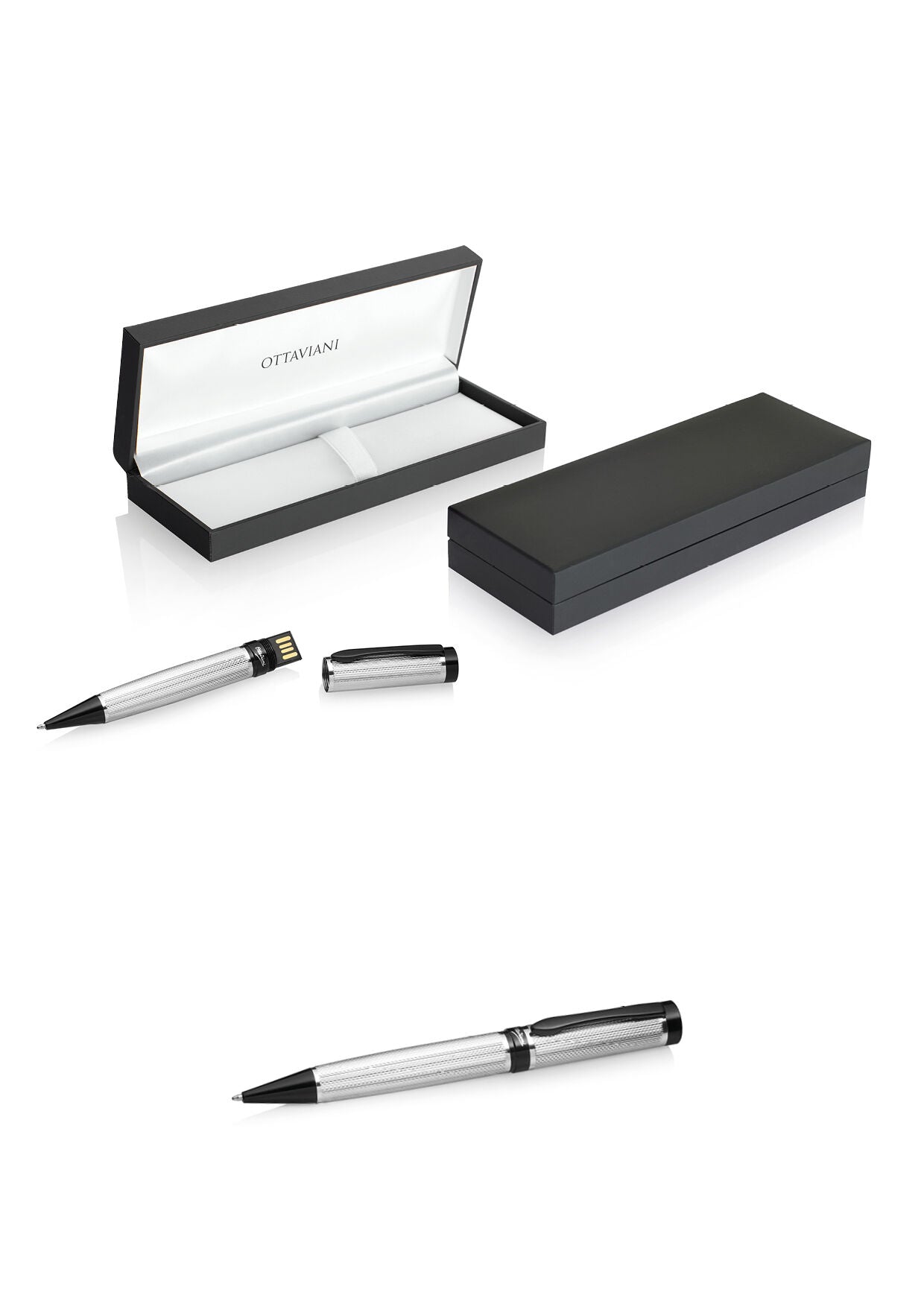 Penna a biro Ottaviani in acciaio bicolore con chiavetta USB da 16 GB ref. 84296