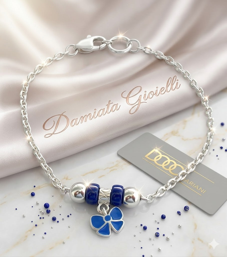 Bracciale Edoardo Mariani donna in argento con charma a fiocco, lunghezza 17 cm. A151F/17