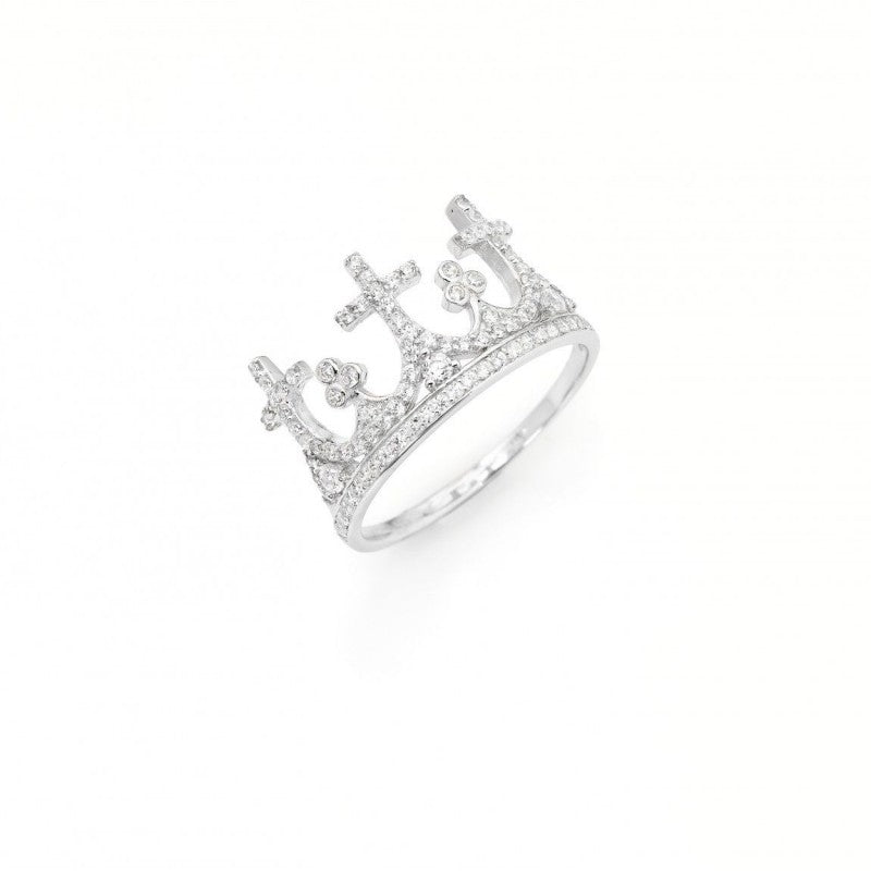 Anello corona Amen donna in argento e zirconi bianchi AC3-18