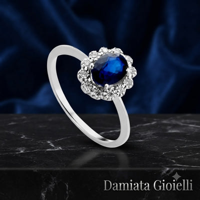 Anello donna Lucciole Gioielli in oro bianco, diamanti e zaffiri ANFOXOV/2Z