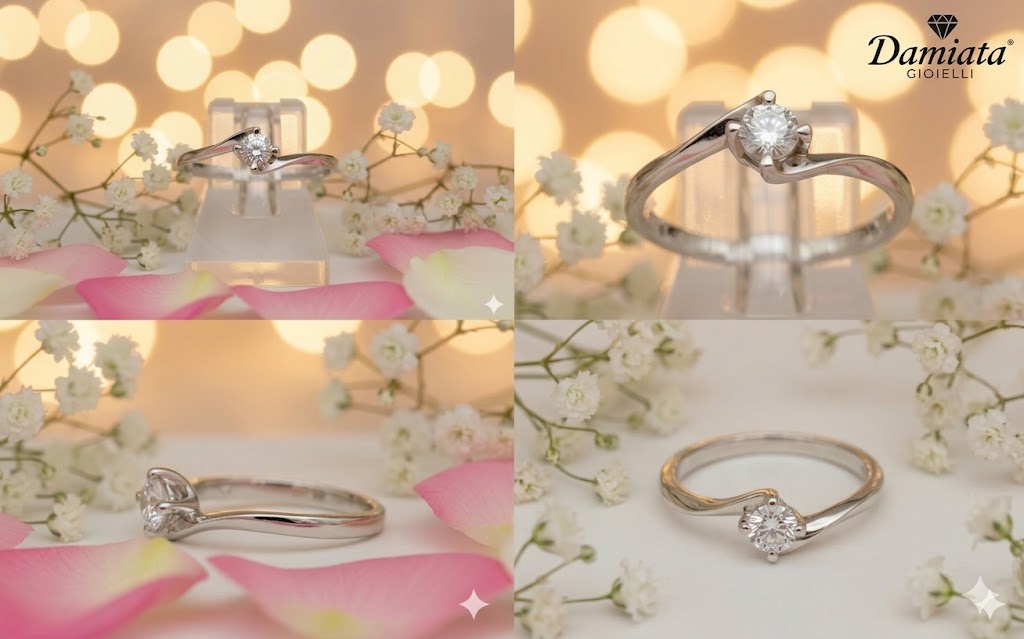 Anello solitario donna Lucciole Gioielli in oro bianco e diamante ANSVAL010/9KT