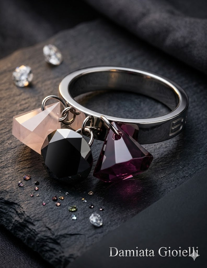 Anello Brosway donna in acciaio e cristalli BDI05