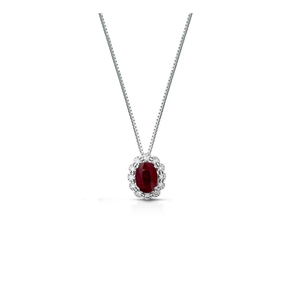 Collana donna Lucciole Gioielli in oro bianco, diamanti e rubino CIOFOXOV/2R