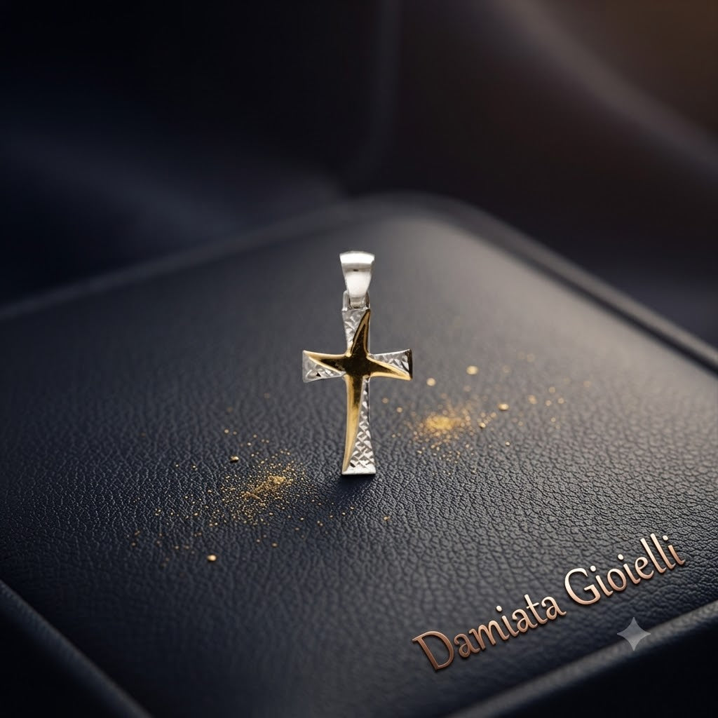 Ciondolo a croce donna Damiata Gioielli in oro bianco e giallo ref. CR77