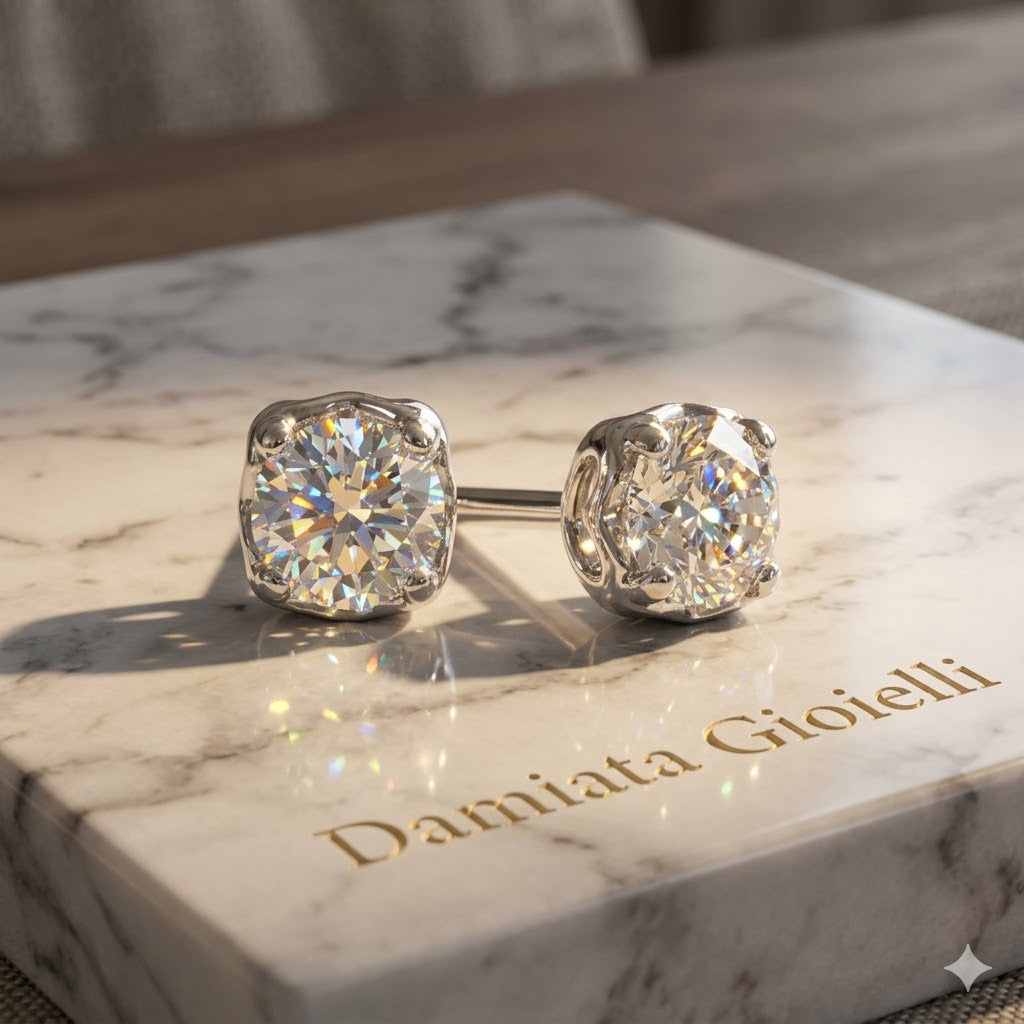 Orecchini punto luce donna Recarlo in oro e diamanti ref. E01PX001/023