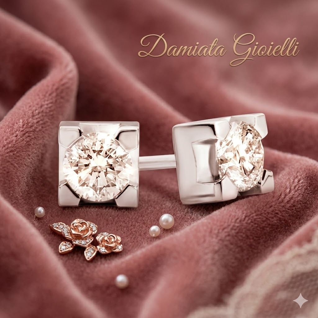 Orecchini punto luce donna Recarlo in oro e diamanti E30PX265/016