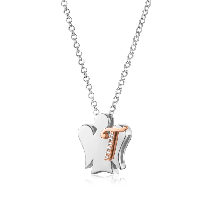 Collana con iniziale T donna Roberto Giannotti Donna in argento bicolore e zirconi GIA500T