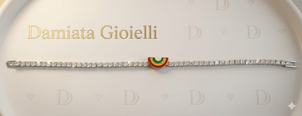Bracciale tennis donna Kulto in acciaio e zirconi con charm arcobaleno KULTO925