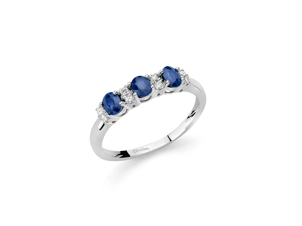 Anello veretta donna Miluna Donna in oro bianco, diamanti e zaffiri LID3424