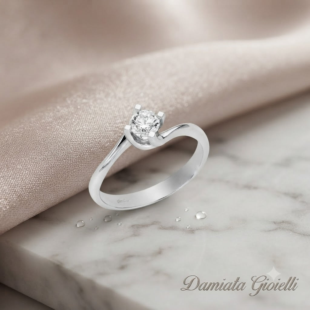 Anello solitario Miluna in oro bianco e diamante LID5180-020G7-14