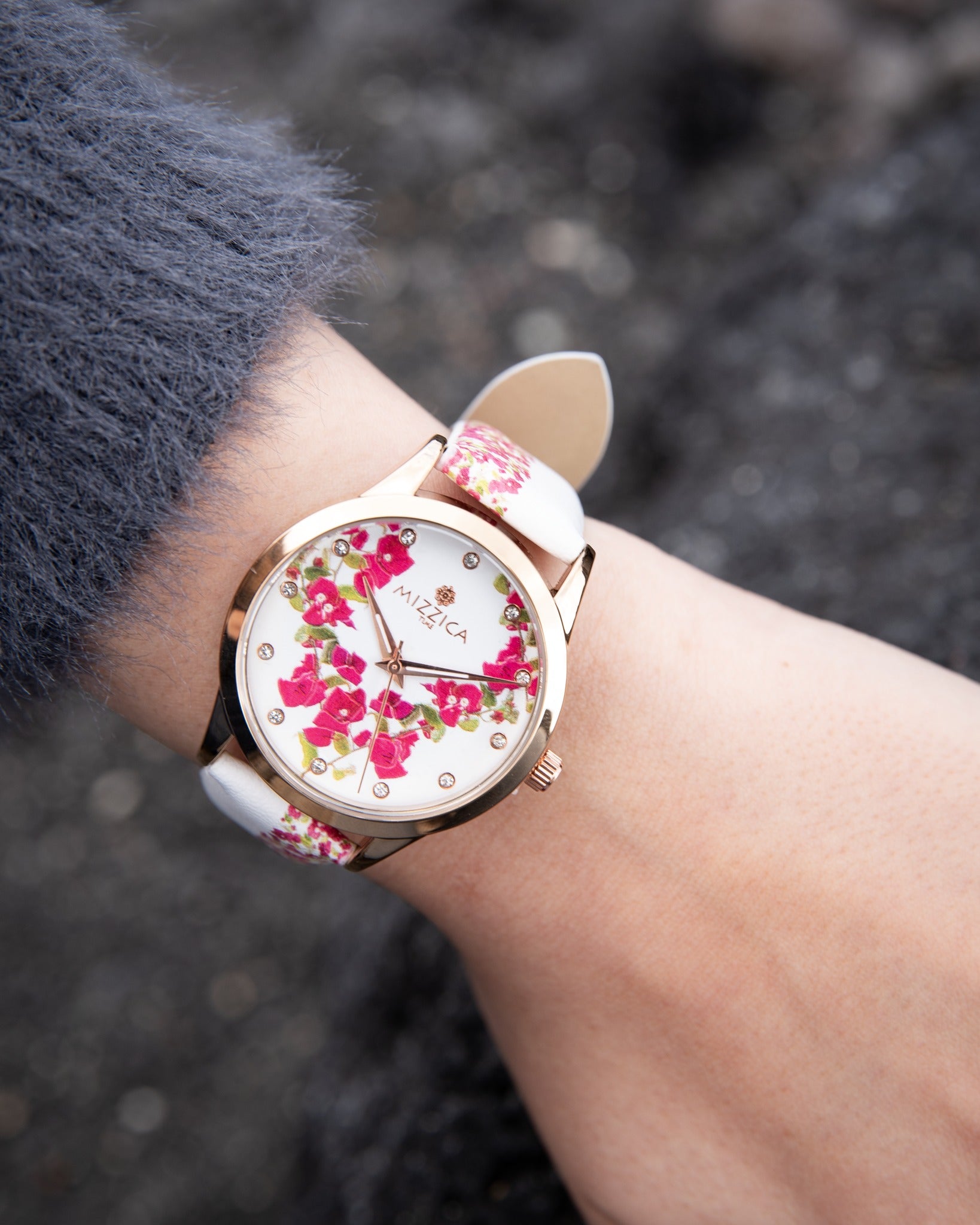 Orologio donna Mizzica Il Bounganwille in acciaio e pelle MB164