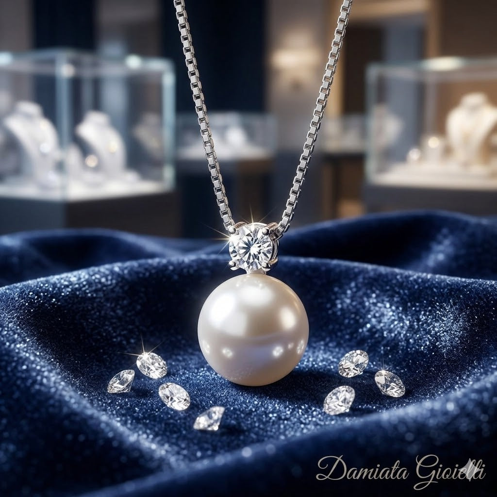 Collana donna Urania Preziosi in argento, zirconi e perla PDPE008