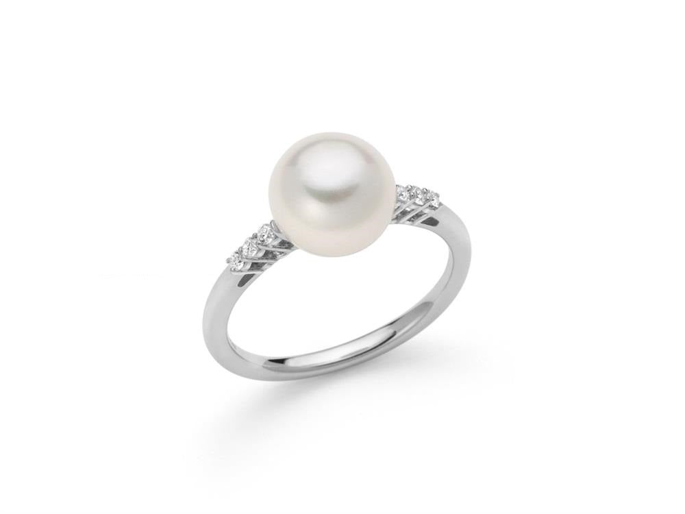 Anello donna Miluna in oro bianco, diamanti e perla PLI1659