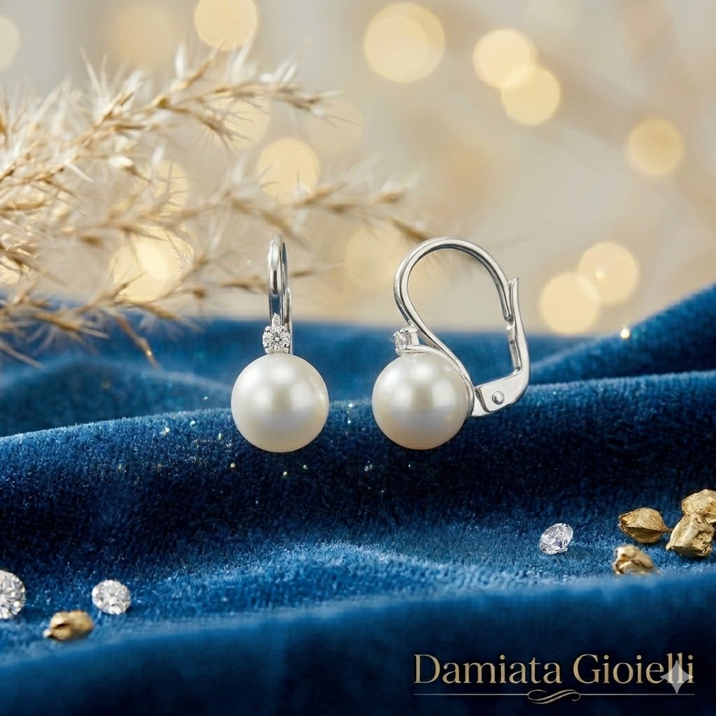 Orecchini donna Nimei in oro bianco, diamanti e perle AKOYA PMN885BN_008