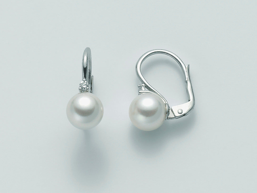 Orecchini donna Nimei in oro bianco, diamanti e perle AKOYA PMN885BN_008