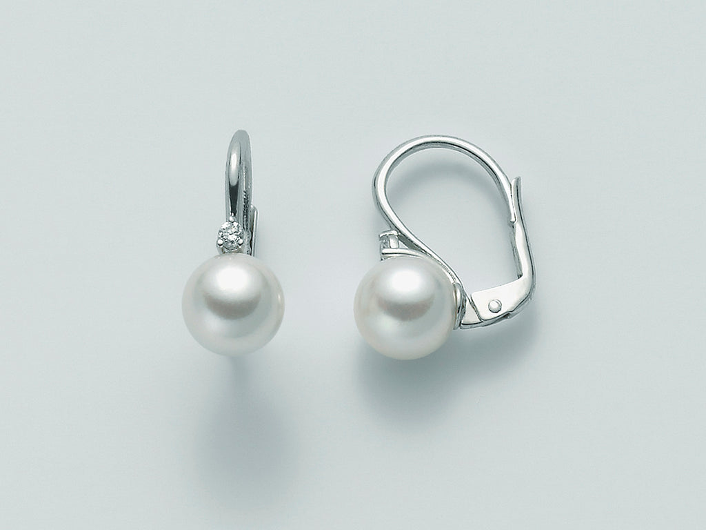 Orecchini donna Nimei in oro bianco, diamanti e perle AKOYA PMN758BN_008