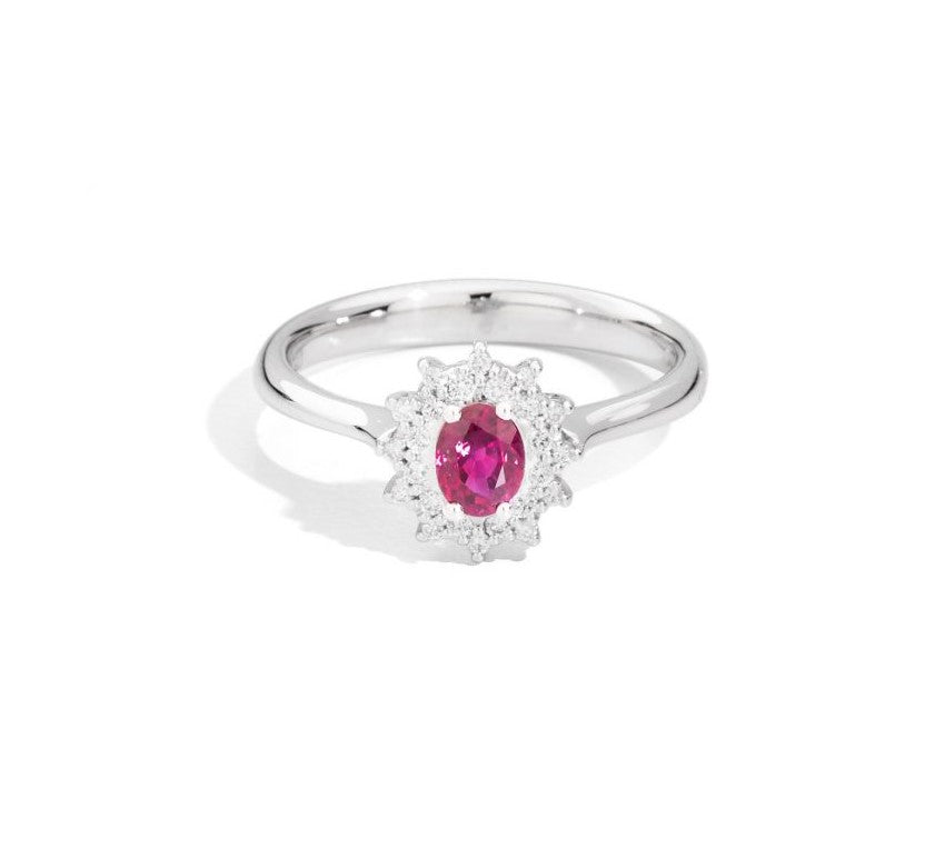 Anello donna Recarlo in oro bianco, diamanti e rubino R77CC001/RB-12