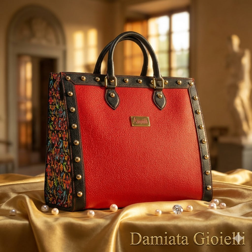 Borsa Ammia donna in pelle collezione "SCARAMANZIA" colore rosso