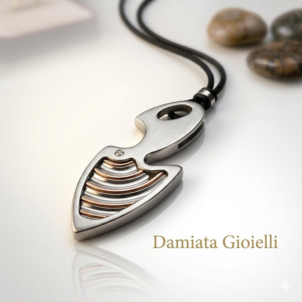 Collana unisex Manuel Zed in acciaio e cordoncino U2237_0072