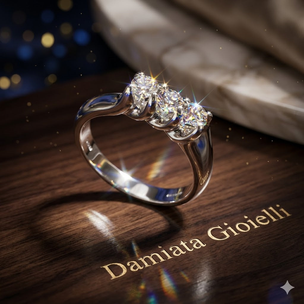 Anello trilogy donna Recarlo in oro bianco e diamanti XB723/120